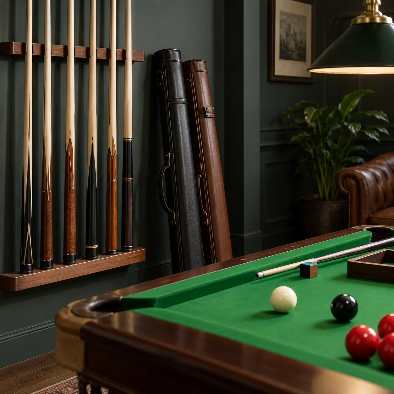 Premium billiards collection in a showroom